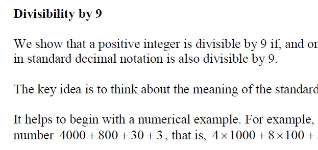 Proof of divisibility by nine rule